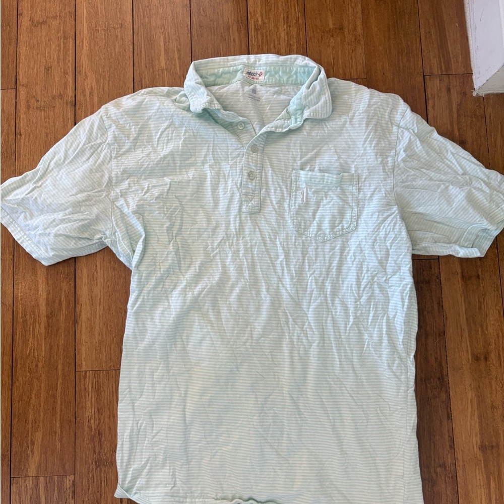 johnnie-O Mint Striped Polo Shirt large l hasn’t been worn in years